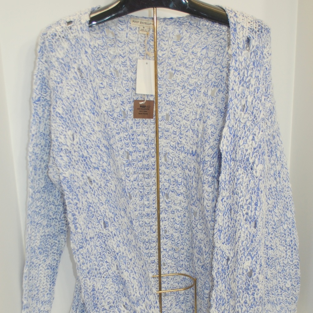 NWT Versona Blue & White Cardigan Sweater Size S
